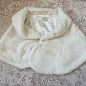 BHLDN Maxime Satin Lined Faux Fur Wrap White